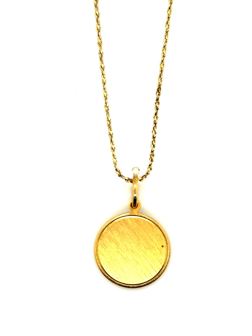 Gold‎ Tone Round Disc Pendant Necklace (B1)